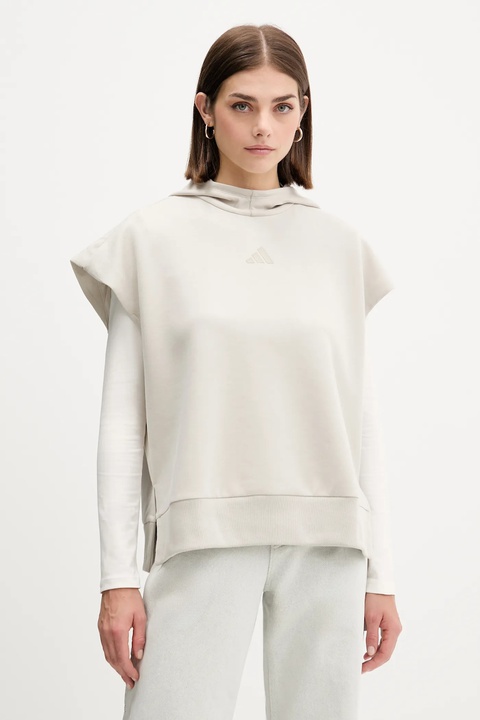 adidas bluza ALL SZN damska kolor beżowy z kapturem gładka JV9887 - zdjęcie produktu nr 1