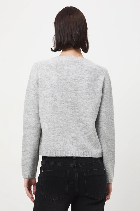 Medicine kardigan z domieszką wełny damski kolor szary lekki - zdjęcie produktu nr 2