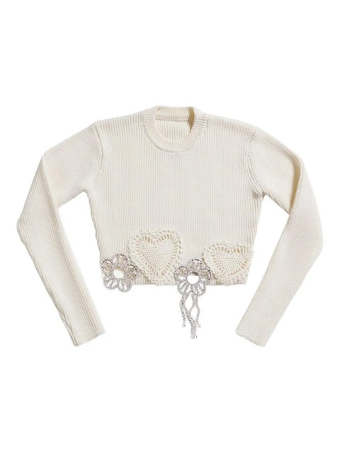AREA crystal-embellished crochet sweater - White - zdjęcie produktu nr 1