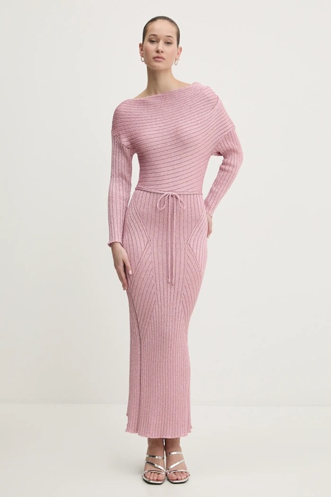 Never Fully Dressed sukienka kolor różowy maxi dopasowana NFDKN605 - zdjęcie produktu nr 1