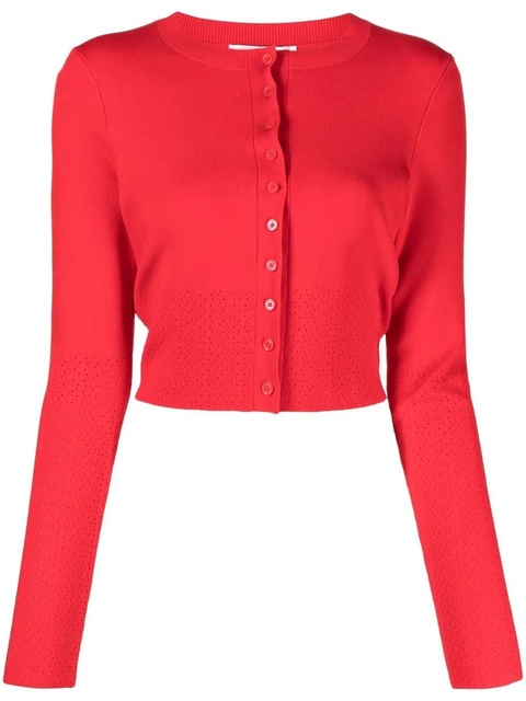 Victoria Beckham pointelle-knit cropped cardigan - Red - zdjęcie produktu nr 1