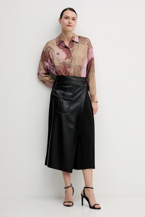 Sisley spódnica kolor czarny midi rozkloszowana 4SNML0034 - zdjęcie produktu nr 2