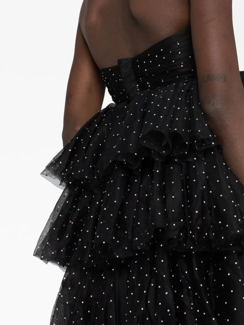 ROTATE BIRGER CHRISTENSEN crystal-embellished ruffle minidress - Black - zdjęcie produktu nr 2