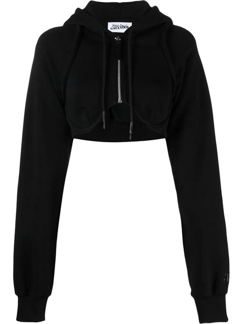 Jean Paul Gaultier cropped zip-up hoodie - Black - zdjęcie produktu nr 1