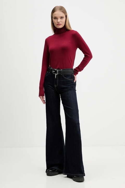 Guess Jeans sweter damski kolor bordowy z golfem W4BR15 Z3HO2 - zdjęcie produktu nr 2