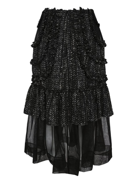 Simone Rocha multi-frill patchwork midi skirt - Black - zdjęcie produktu nr 1