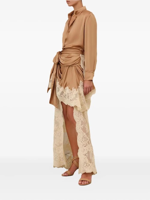 ZIMMERMANN Hypnotic satin lace-trimmed skirt - Neutrals - zdjęcie produktu nr 2