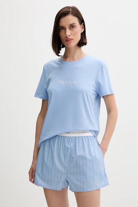 Calvin Klein Underwear piżama bawełniana damska kolor niebieski bawełniana LV00QS7576 - zdjęcie produktu nr 1