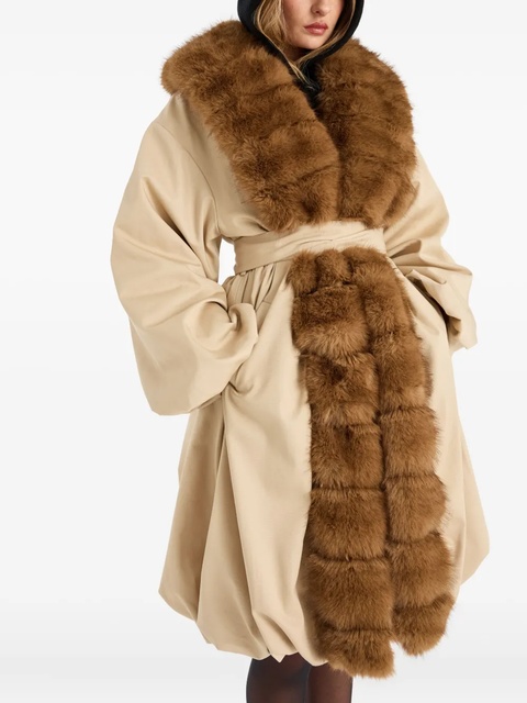 ROTATE BIRGER CHRISTENSEN faux-fur-collar balloon-hem coat - Neutrals - zdjęcie produktu nr 2