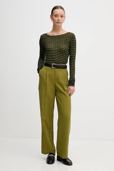 United Colors of Benetton longsleeve z dodatkiem wełny kolor zielony 328PD109Y - zdjęcie produktu nr 2