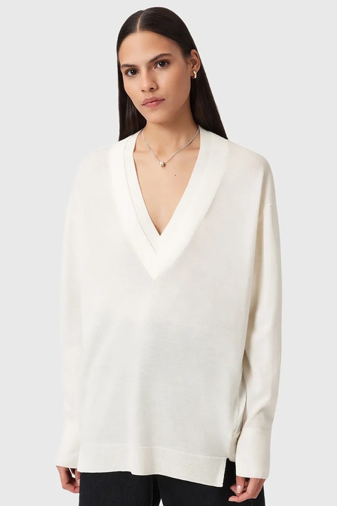 AllSaints sweter z dodatkiem wełny BERN damski kolor biały lekki W050KD - zdjęcie produktu nr 1