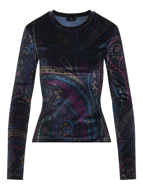 ETRO Paisley-print velvet top - Blue - zdjęcie produktu nr 1