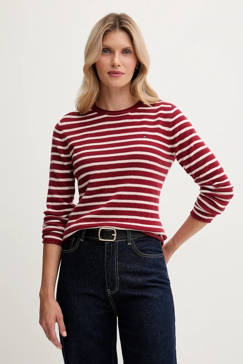Tommy Hilfiger sweter wełniany damskie kolor granatowy lekkie WW0WW40264 - zdjęcie produktu nr 1