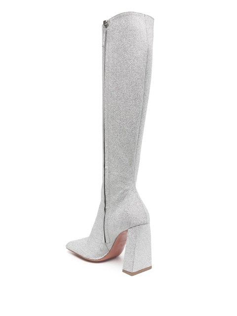 Amina Muaddi Marine glitter knee-high boots - Silver - zdjęcie produktu nr 2