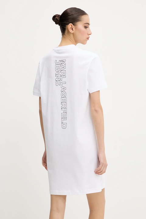 Karl Lagerfeld Jeans sukienka bawełniana kolor biały mini prosta A2W13036 - zdjęcie produktu nr 1