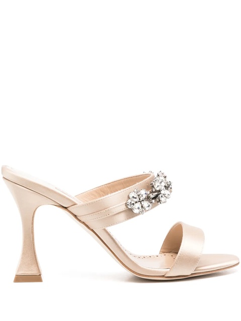 Manolo Blahnik Persan 90mm satin mules - Neutrals - zdjęcie produktu nr 1