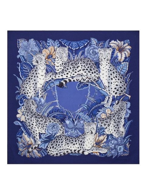 Ferragamo Cheetah-print silk scarf - Blue - zdjęcie produktu nr 1