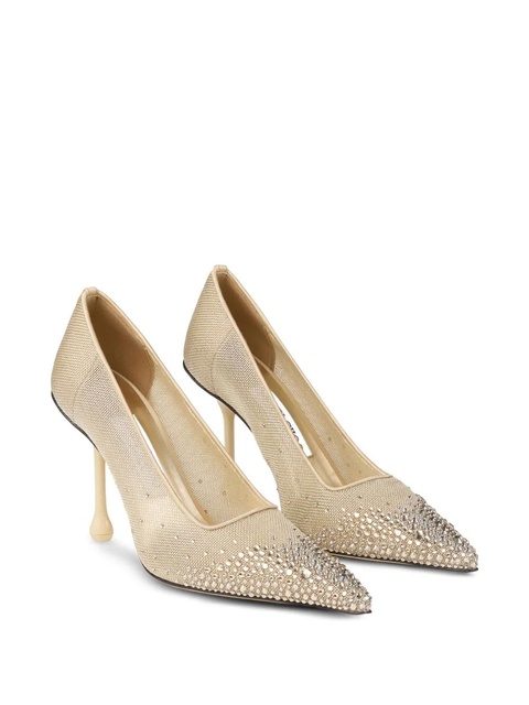 Jimmy Choo 95mm Ixia crystal-embellished mesh pumps - Gold - zdjęcie produktu nr 2