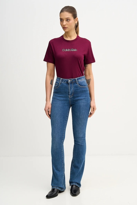 Calvin Klein Jeans t-shirt bawełniany damski kolor fioletowy LV047E821G - zdjęcie produktu nr 2