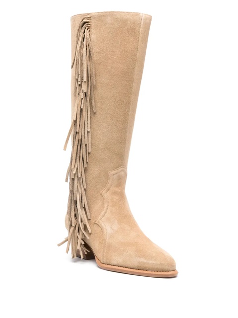 Maje 45mm fringed suede boots - Neutrals - zdjęcie produktu nr 1