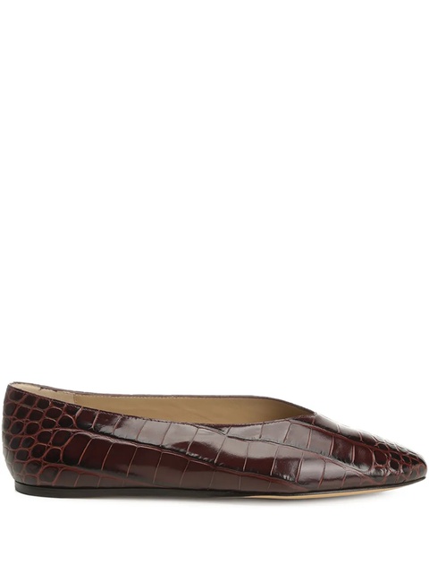 Le Monde Beryl Regency crocodile-effect pointed slippers - Brown - zdjęcie produktu nr 1