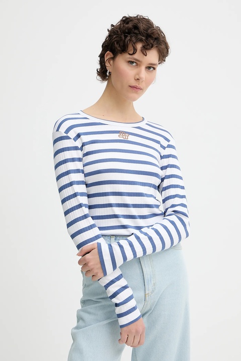 MUNTHE longsleeve bawełniany POTE kolor niebieski 252110225264 - zdjęcie produktu nr 1