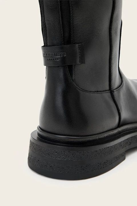 AllSaints kozaki skórzane Escher Rider Boot damskie kolor czarny na płaskim obcasie W083FD - zdjęcie produktu nr 2