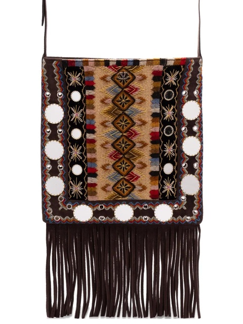 Valentino Garavani Nellcôte fringed cross body bag - Brown - zdjęcie produktu nr 1