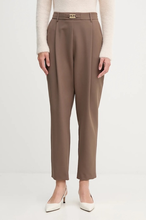 Gaudi spodnie damskie kolor brązowy fason cygaretki high waist 521FD25011 - zdjęcie produktu nr 1