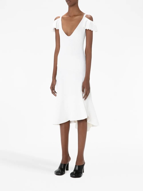 JW Anderson cold-shoulder ruffled dress - White - zdjęcie produktu nr 2