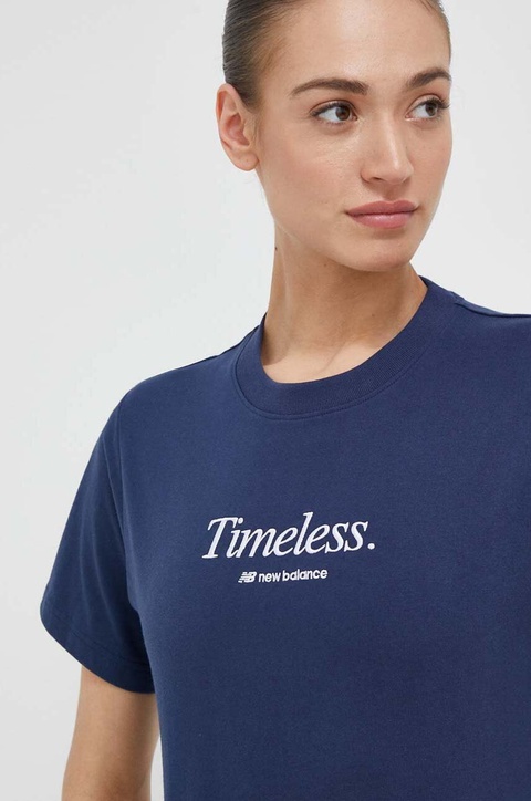 New Balance t-shirt bawełniany kolor granatowy - zdjęcie produktu nr 1