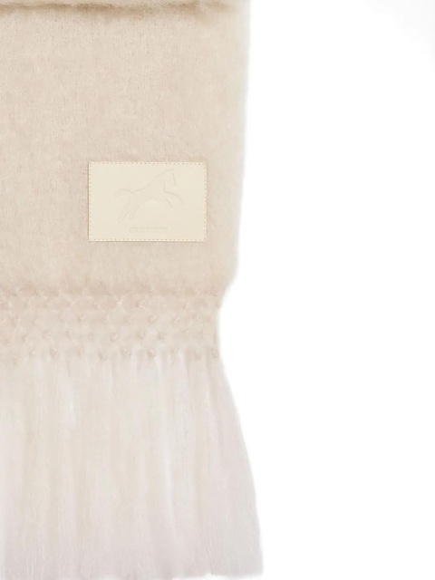 Jil Sander logo-patch fringed scarf - Neutrals - zdjęcie produktu nr 2