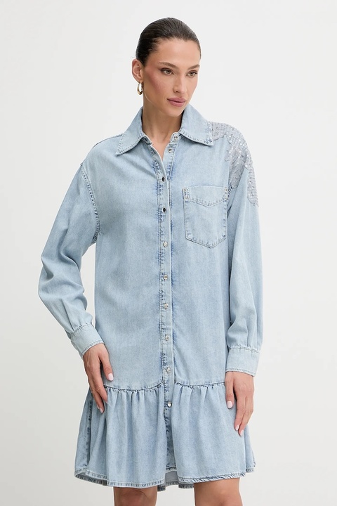 Liu Jo sukienka jeansowa kolor niebieski mini oversize UA5129 D4851 - zdjęcie produktu nr 1