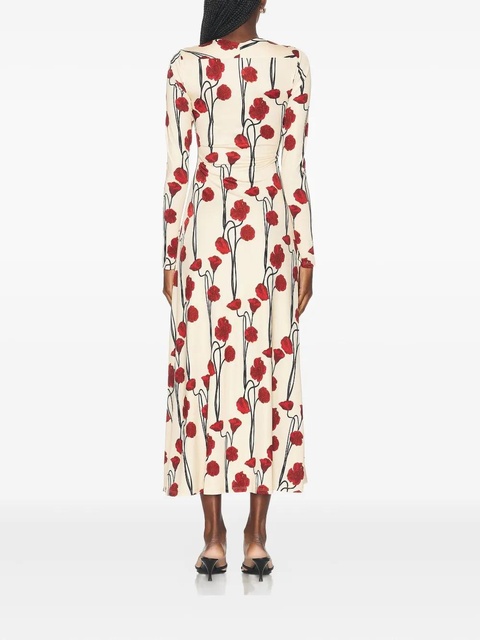 Johanna Ortiz floral-print long-sleeve midi dress - Neutrals - zdjęcie produktu nr 2
