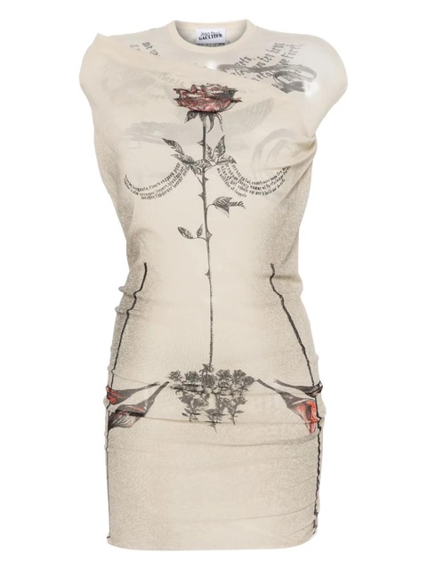 Jean Paul Gaultier Tattoo Rose and Bird mini dress - Neutrals - zdjęcie produktu nr 1