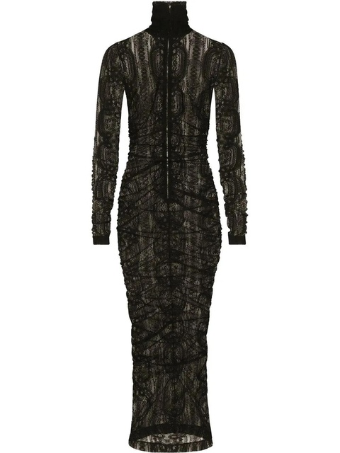 Dolce & Gabbana semi-sheer lace roll-neck dress - Black - zdjęcie produktu nr 1