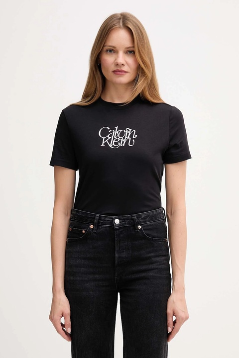 Calvin Klein Jeans t-shirt bawełniany damski kolor czarny LV047D210G - zdjęcie produktu nr 1