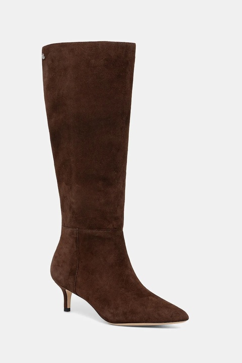 Lauren Ralph Lauren kozaki zamszowe Mckay Tl Hl damskie kolor brązowy na szpilce 802967811004 - zdjęcie produktu nr 1