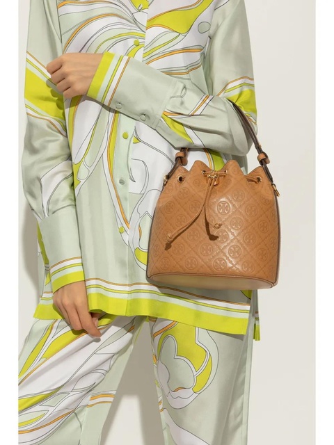 Tory Burch All-over-debossed logo bucket bag - Brown - zdjęcie produktu nr 2