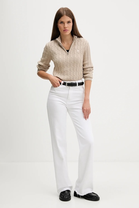 Guess Jeans sweter bawełniany damski kolor beżowy W5BR13 Z3HM1 - zdjęcie produktu nr 2