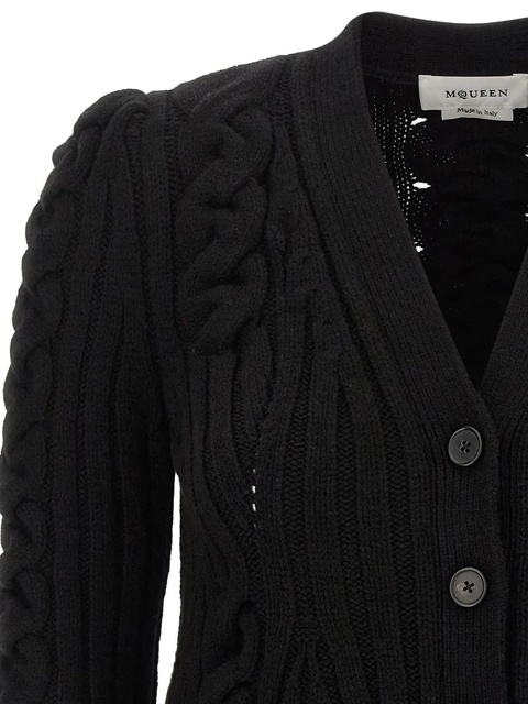Alexander McQueen braided-knit cardigan - Black - zdjęcie produktu nr 1