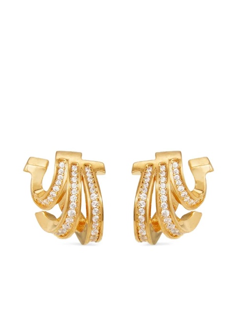 Ferragamo Triple-Gancini crystal-hoop earrings - Gold - zdjęcie produktu nr 1