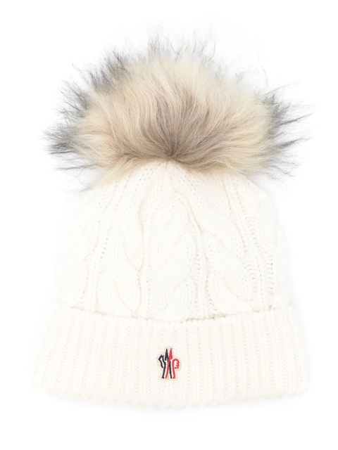 Moncler Grenoble pompom-detail beanie hat - White - zdjęcie produktu nr 2