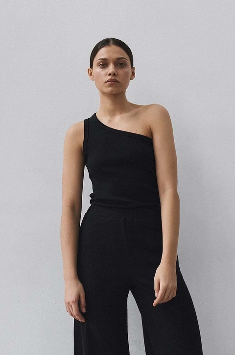 MUUV. top z domieszką wełny SUIS kolor czarny cold shoulder - zdjęcie produktu nr 2