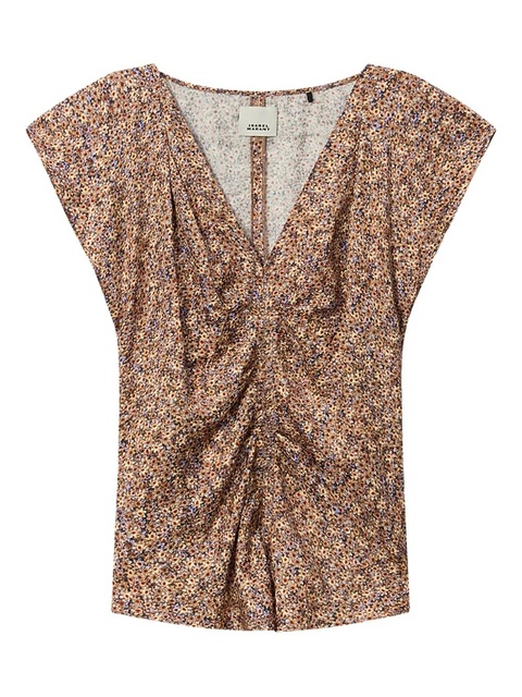 ISABEL MARANT ruffled lonea top - Brown - zdjęcie produktu nr 1