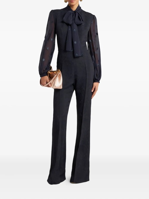 ETRO jacquard bow jumpsuit - Blue - zdjęcie produktu nr 1