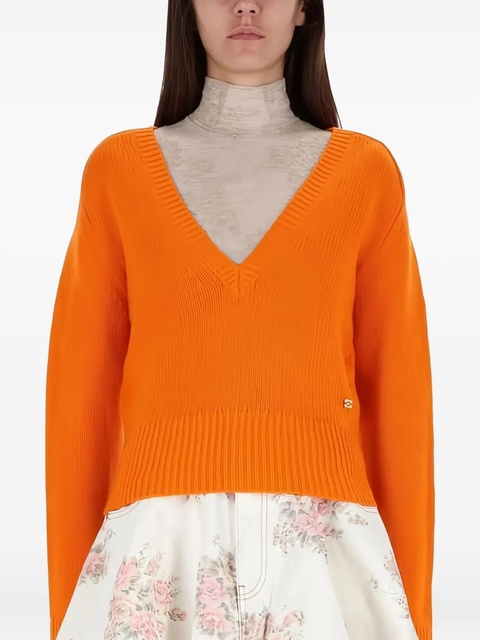 GANNI V-neck cashmere pullover - Orange - zdjęcie produktu nr 1