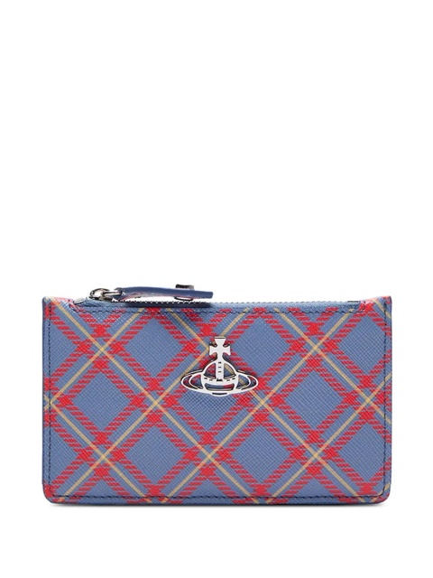Vivienne Westwood tartan-pattern zip card holder - Blue - zdjęcie produktu nr 1
