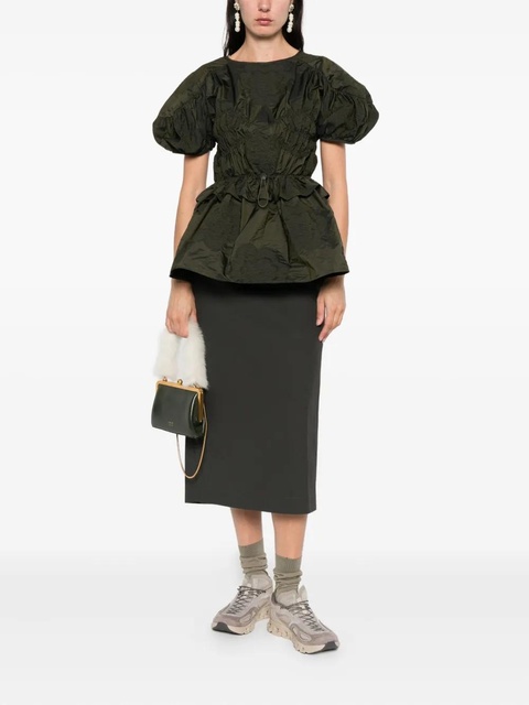 Cecilie Bahnsen puff-sleeve textured top - Green - zdjęcie produktu nr 1