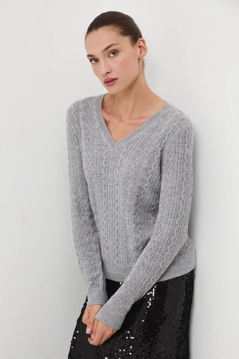 Medicine sweter z wełny merino damski kolor szary lekki - zdjęcie produktu nr 1